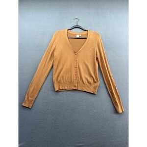 Twik by Simons Cardigan Sweater Womens XS Brown V-Neck Button Front Lightweight